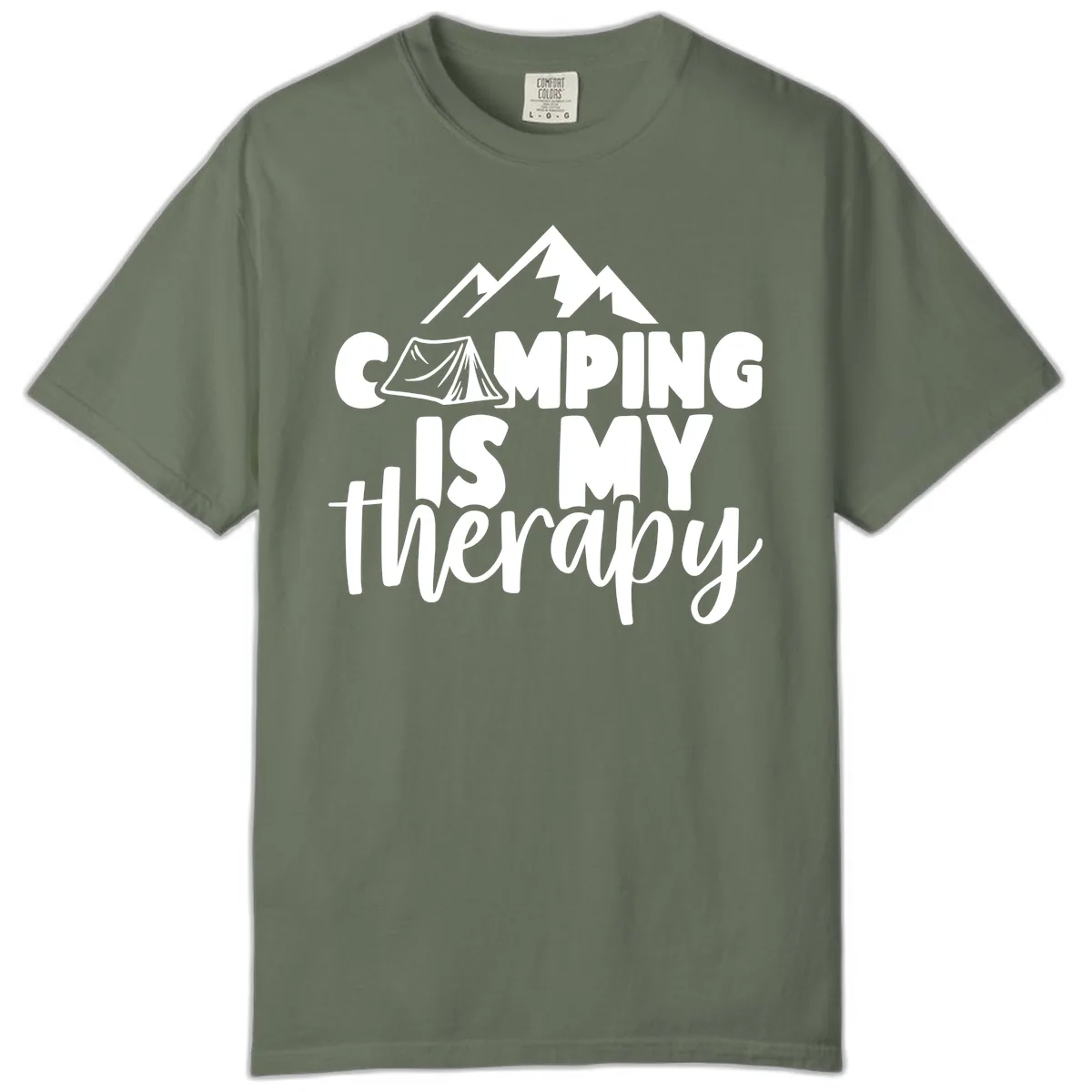 Camping Is My Therapy Comfort Color in Moss