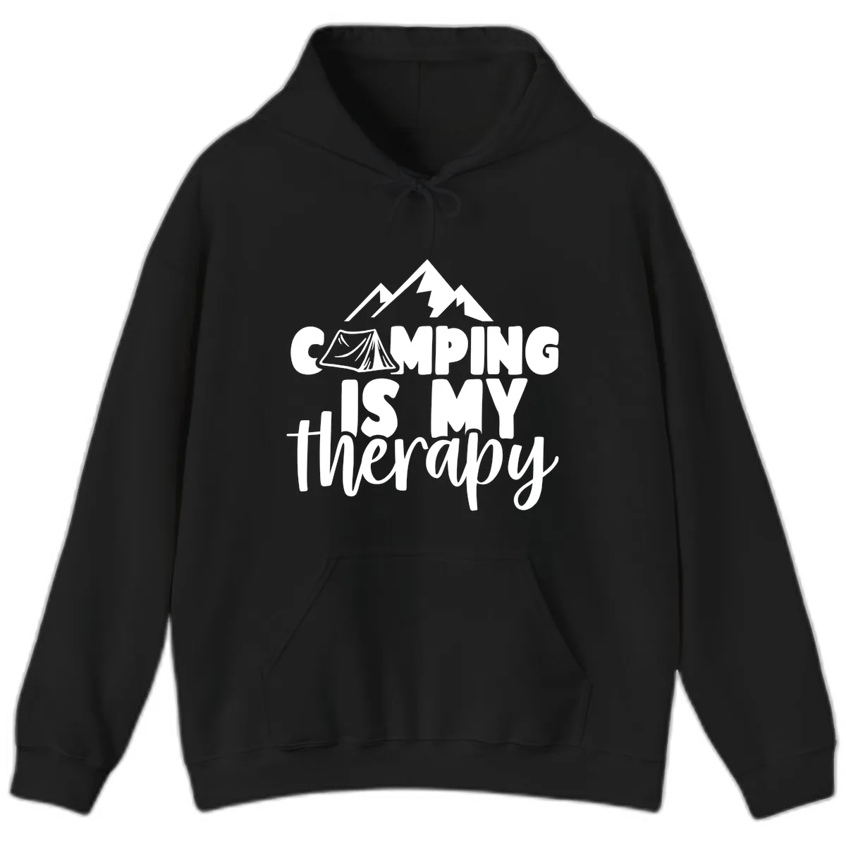 Camping Is My Therapy Hoodie in Black