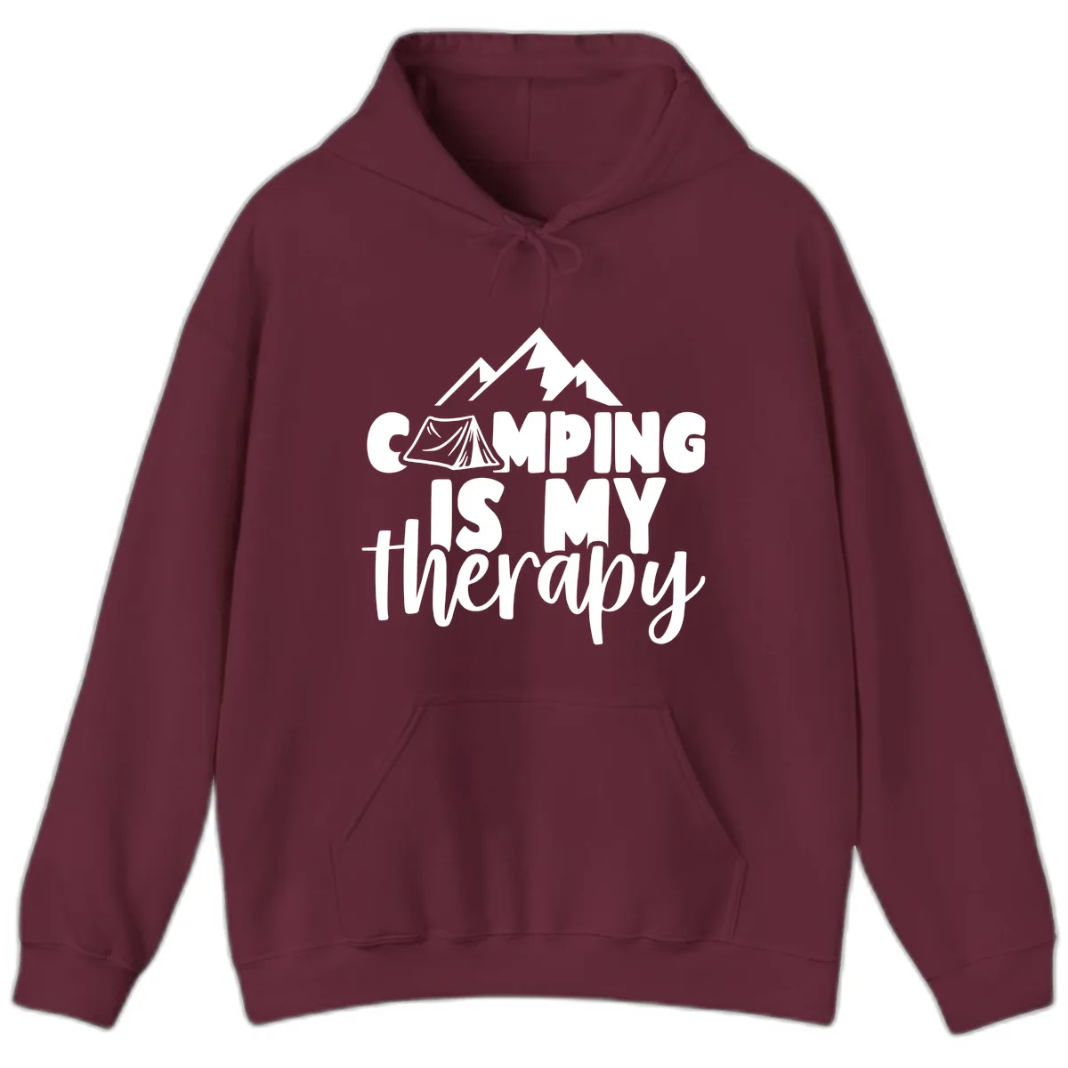 Camping Is My Therapy Hoodie in Maroon