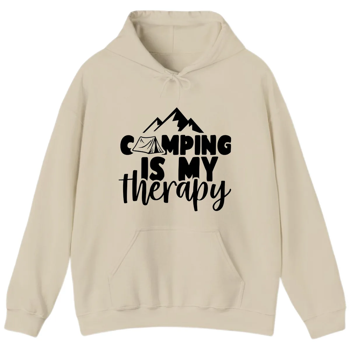 Camping Is My Therapy Hoodie in Sand