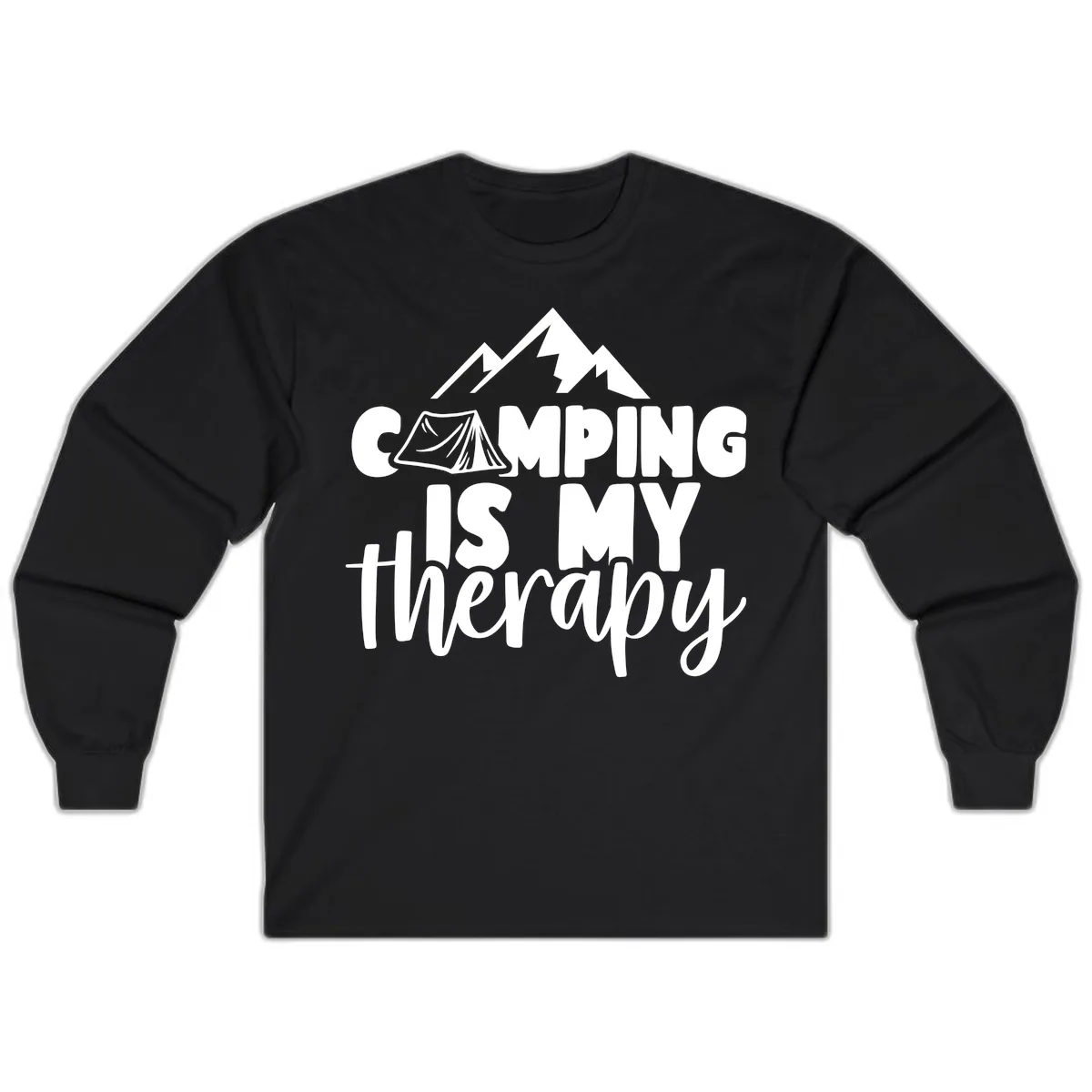 Camping Is My Therapy Long Sleeve in Black