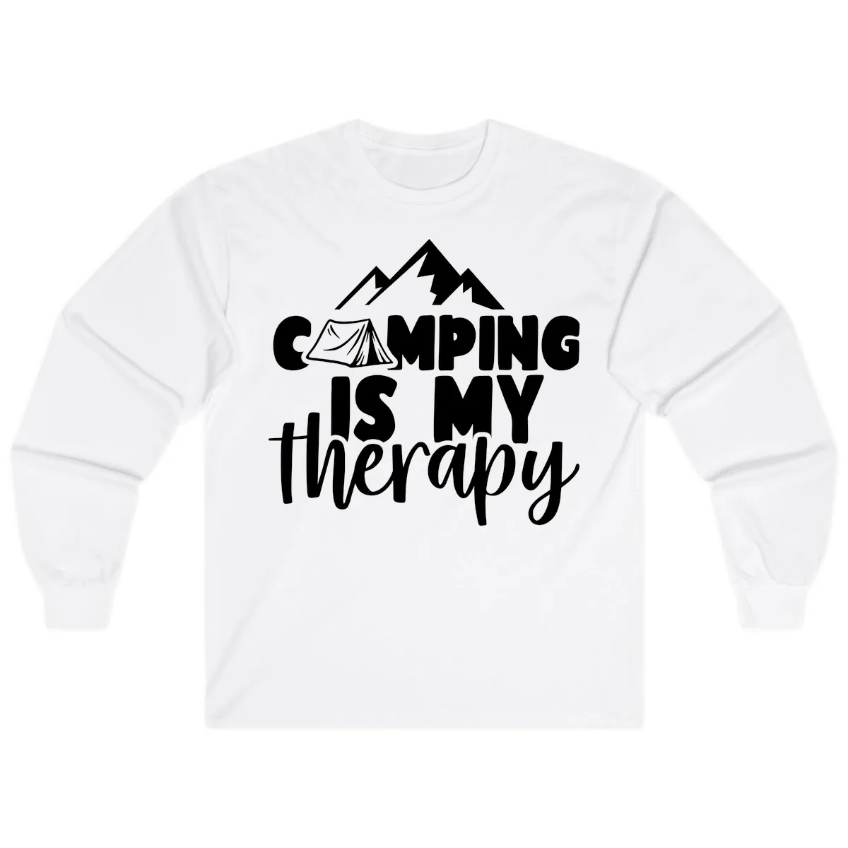 Camping Is My Therapy Long Sleeve in White