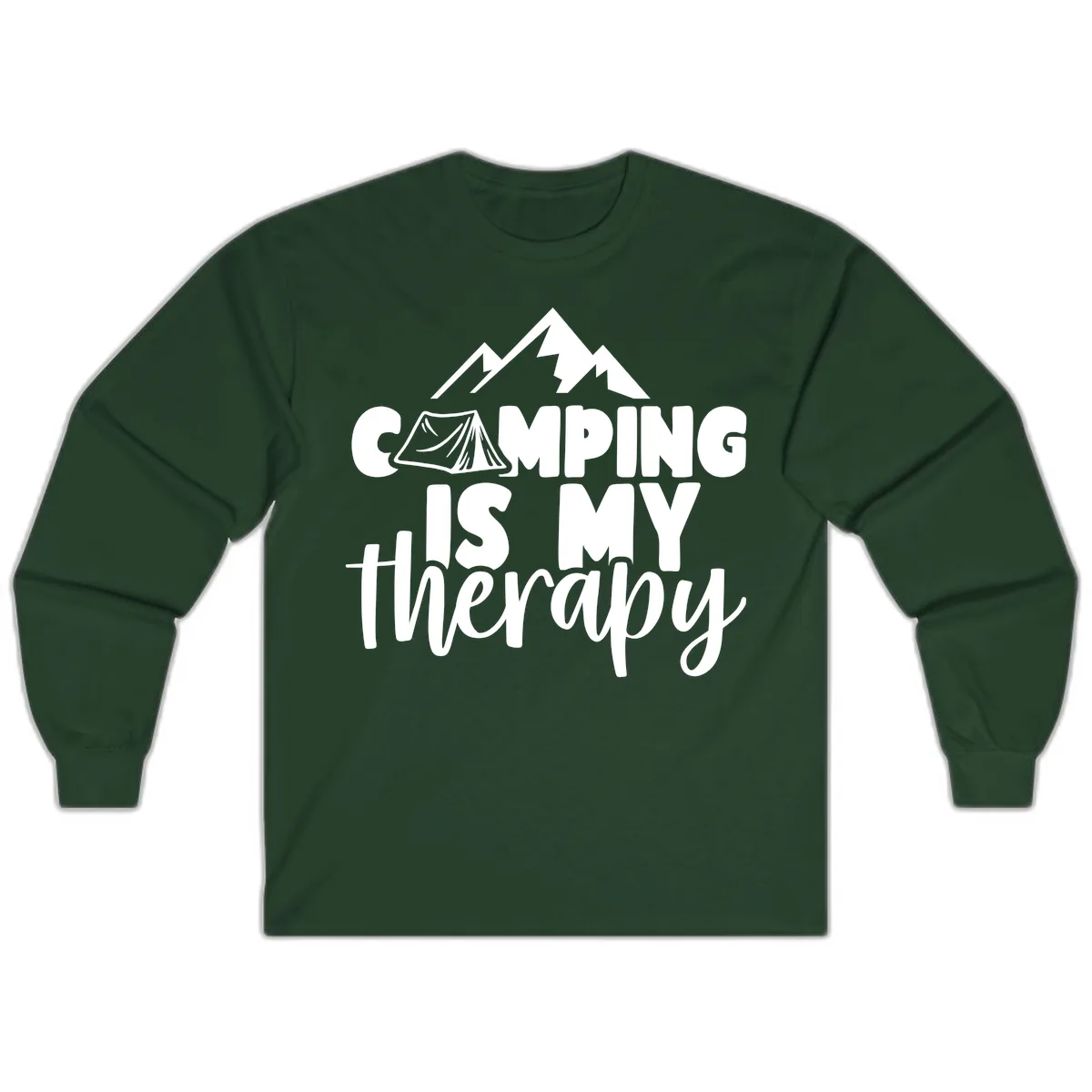 Camping Is My Therapy Long Sleeve in Forest Green