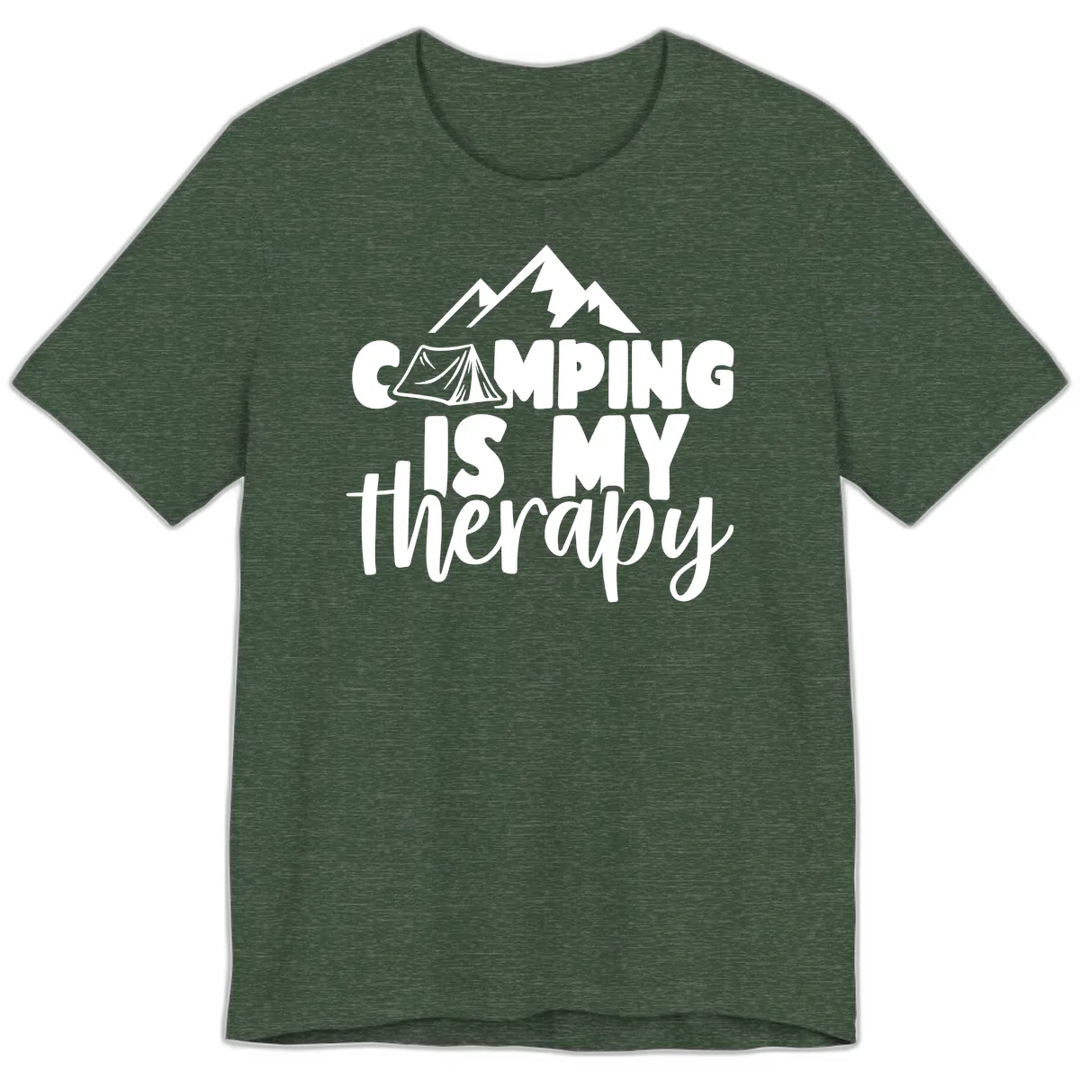 Camping Is My Therapy Premium T-Shirt in Heather Forest