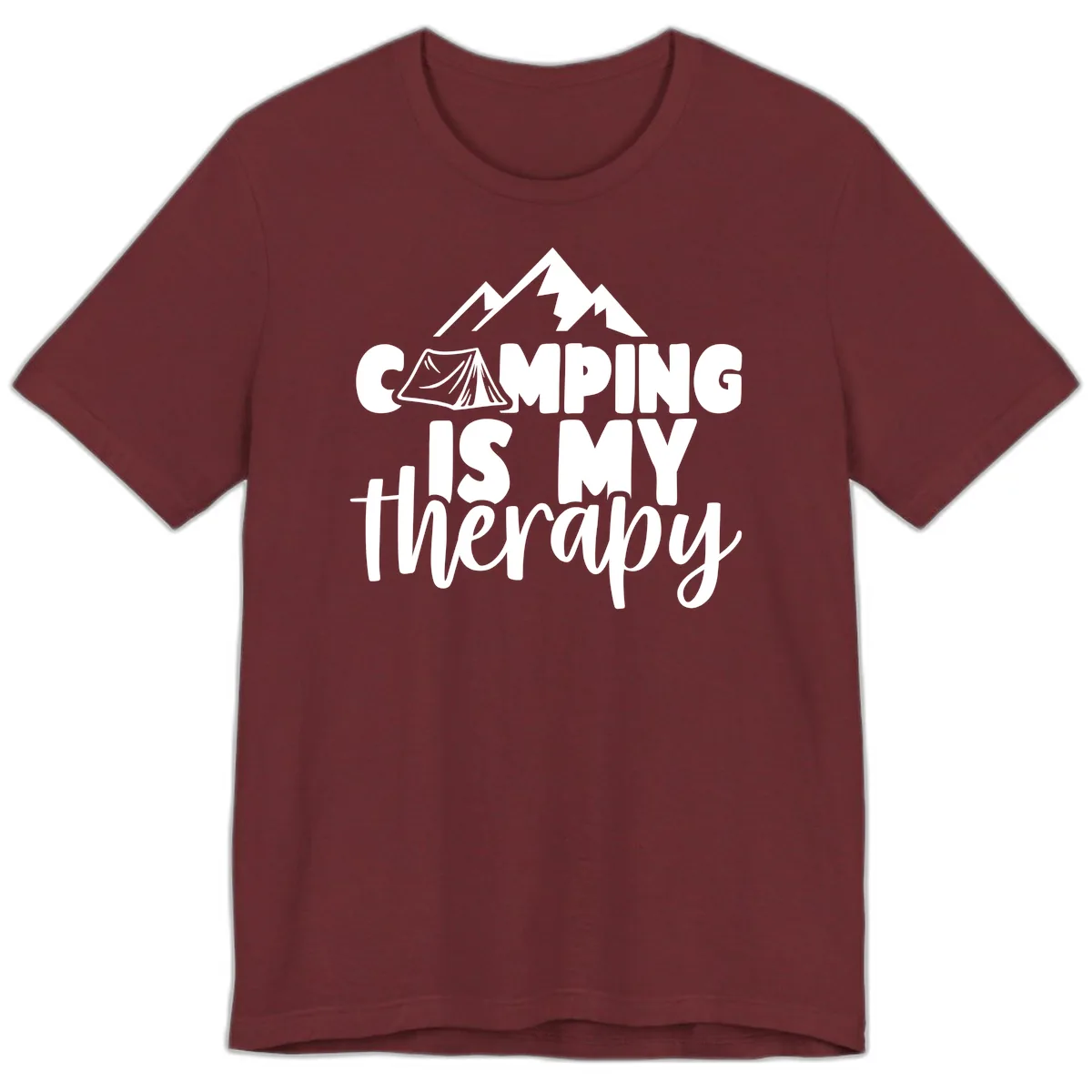Camping Is My Therapy Premium T-Shirt in Heather Cardinal