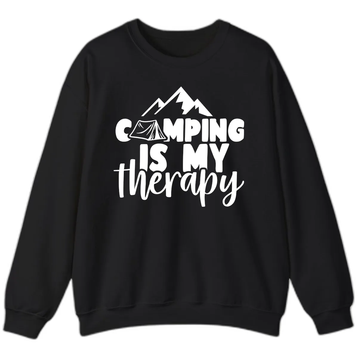 Camping Is My Therapy Sweatshirt in Black