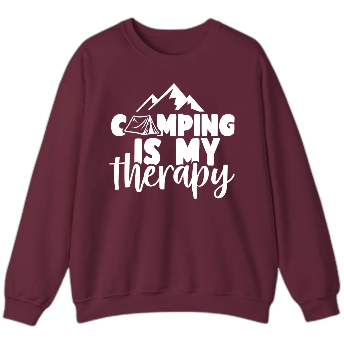 Camping Is My Therapy Sweatshirt in Maroon