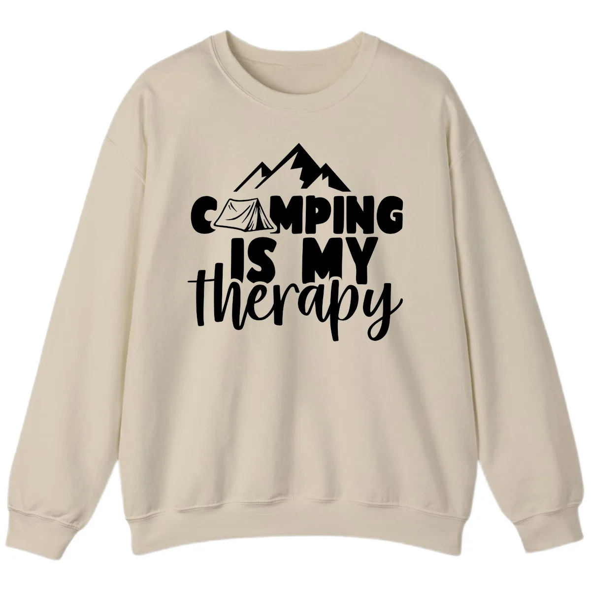 Camping Is My Therapy Sweatshirt in Sand