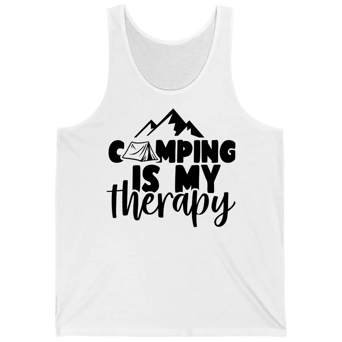 Camping Is My Therapy Tank in White