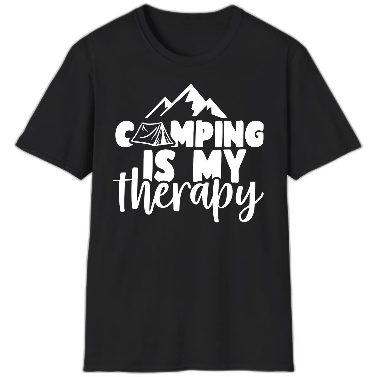 Camping Is My Therapy T-Shirt in Black