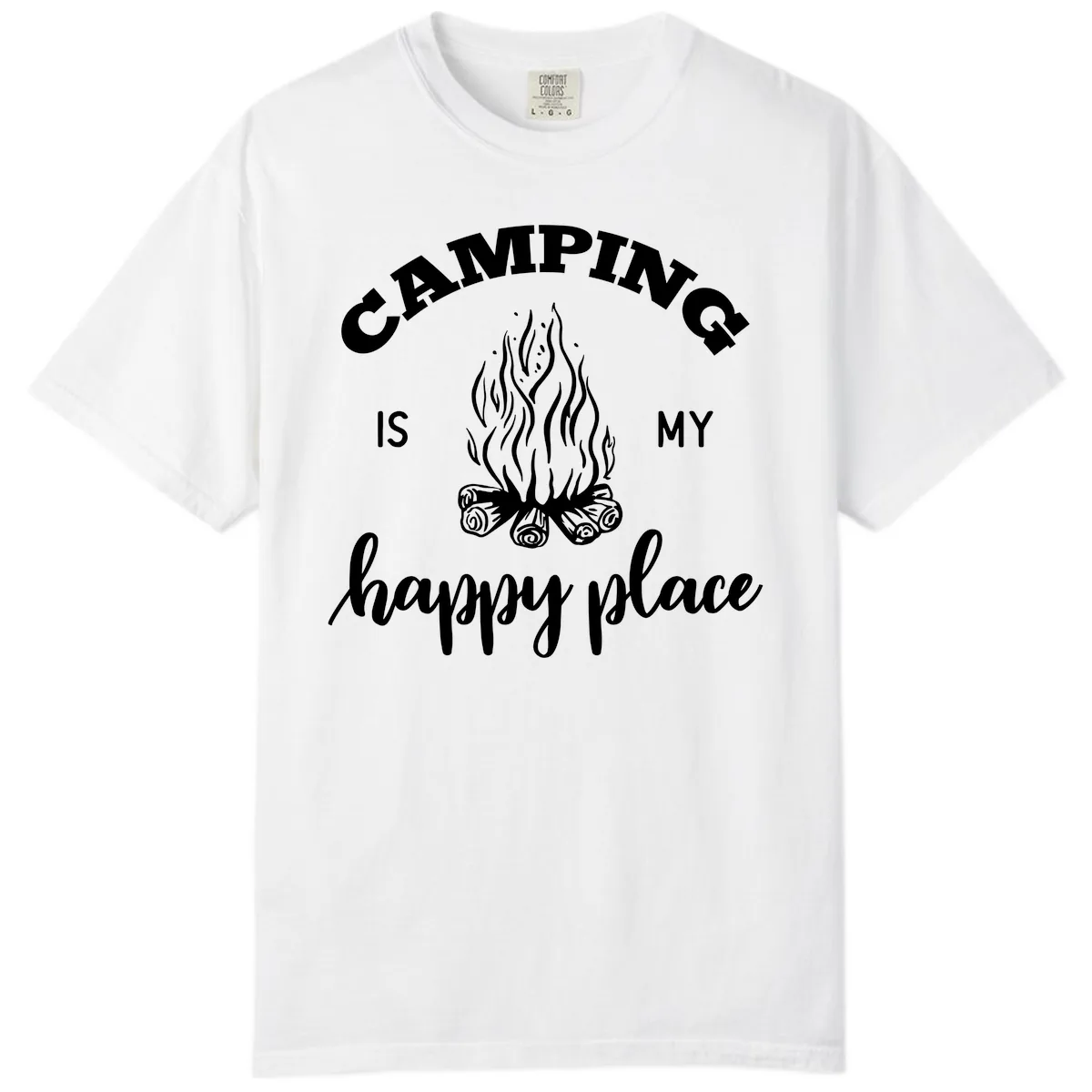 Camping Is My Happy Place Comfort Color in White