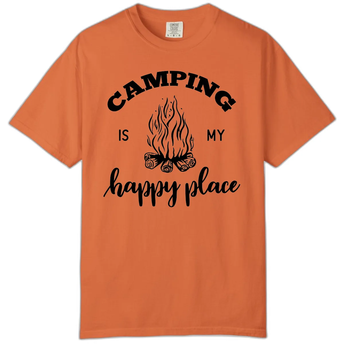Camping Is My Happy Place Comfort Color in Burnt Orange