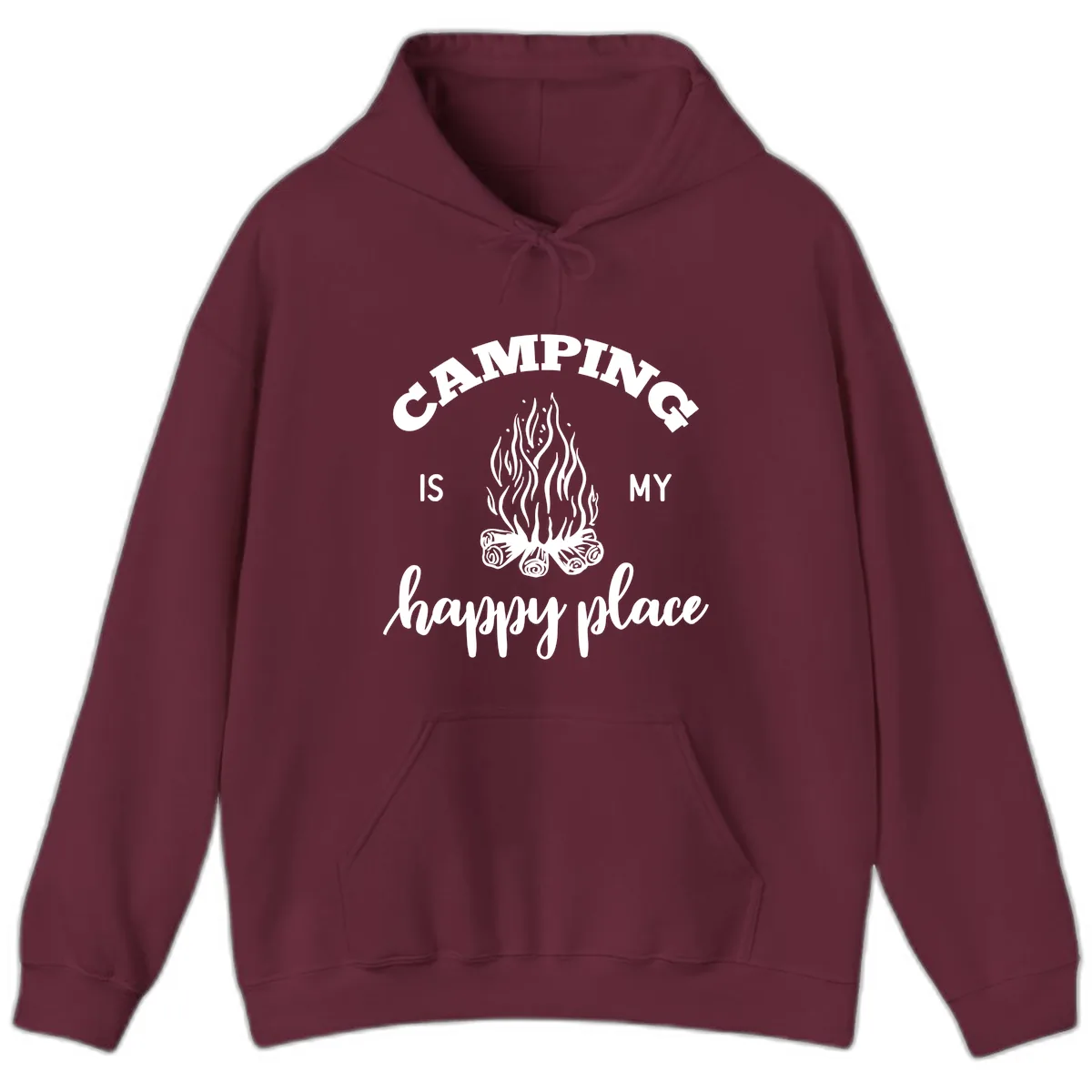 Camping Is My Happy Place Hoodie in Maroon