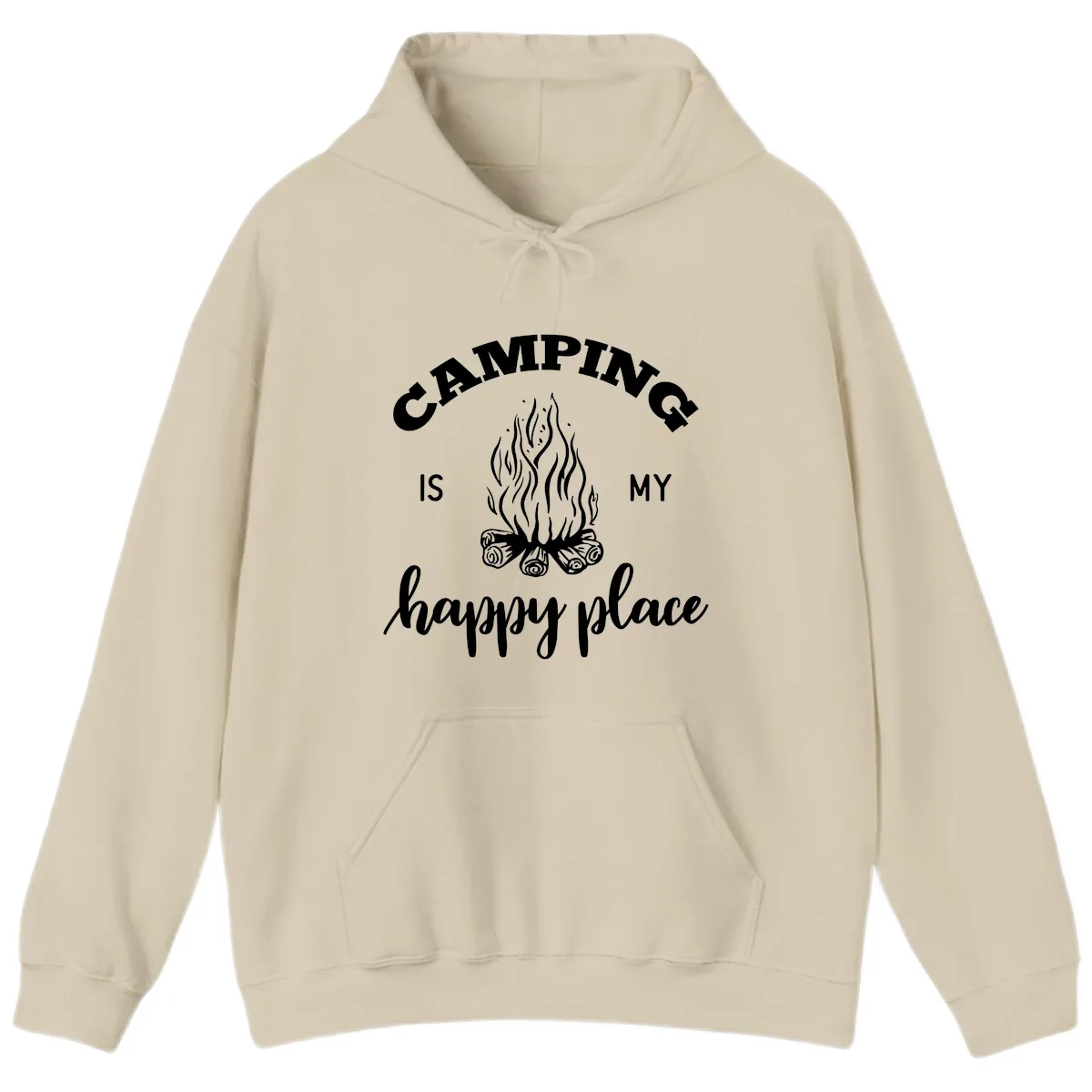 Camping Is My Happy Place Hoodie in Sand