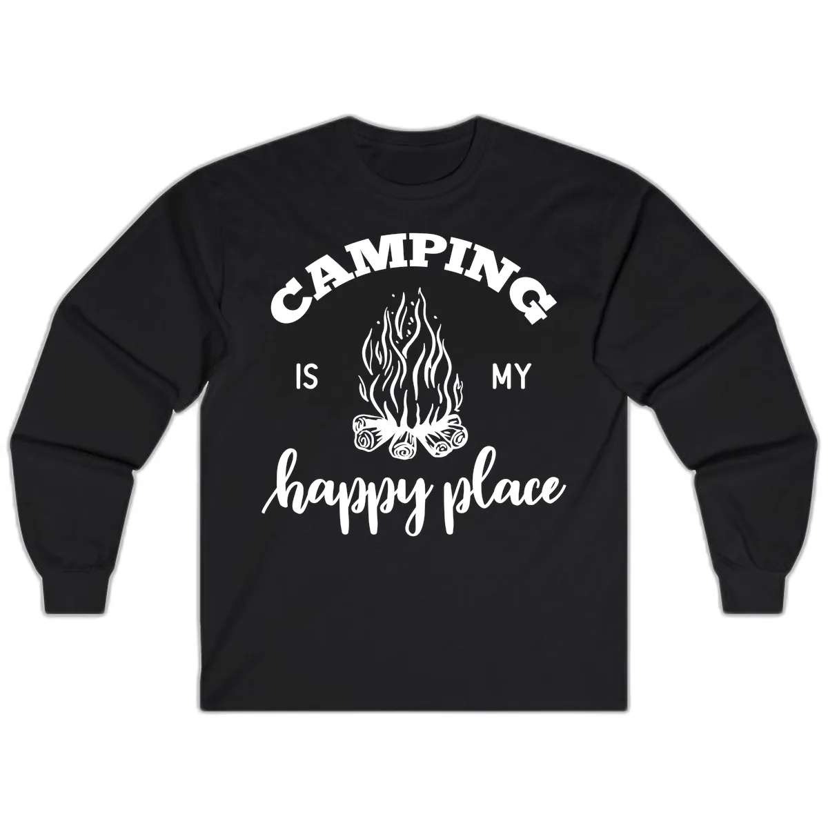 Camping Is My Happy Place Long Sleeve in Black