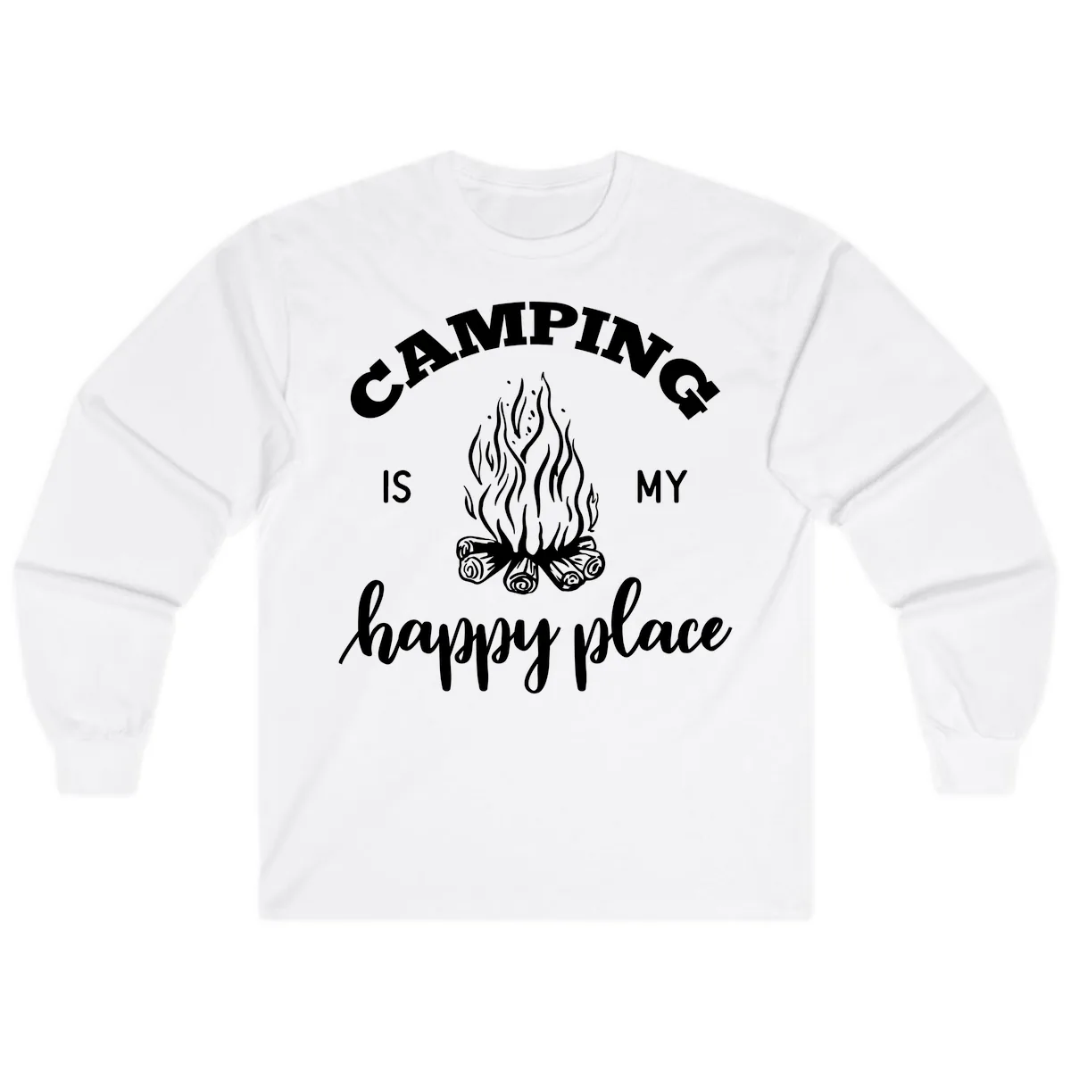Camping Is My Happy Place Long Sleeve in White
