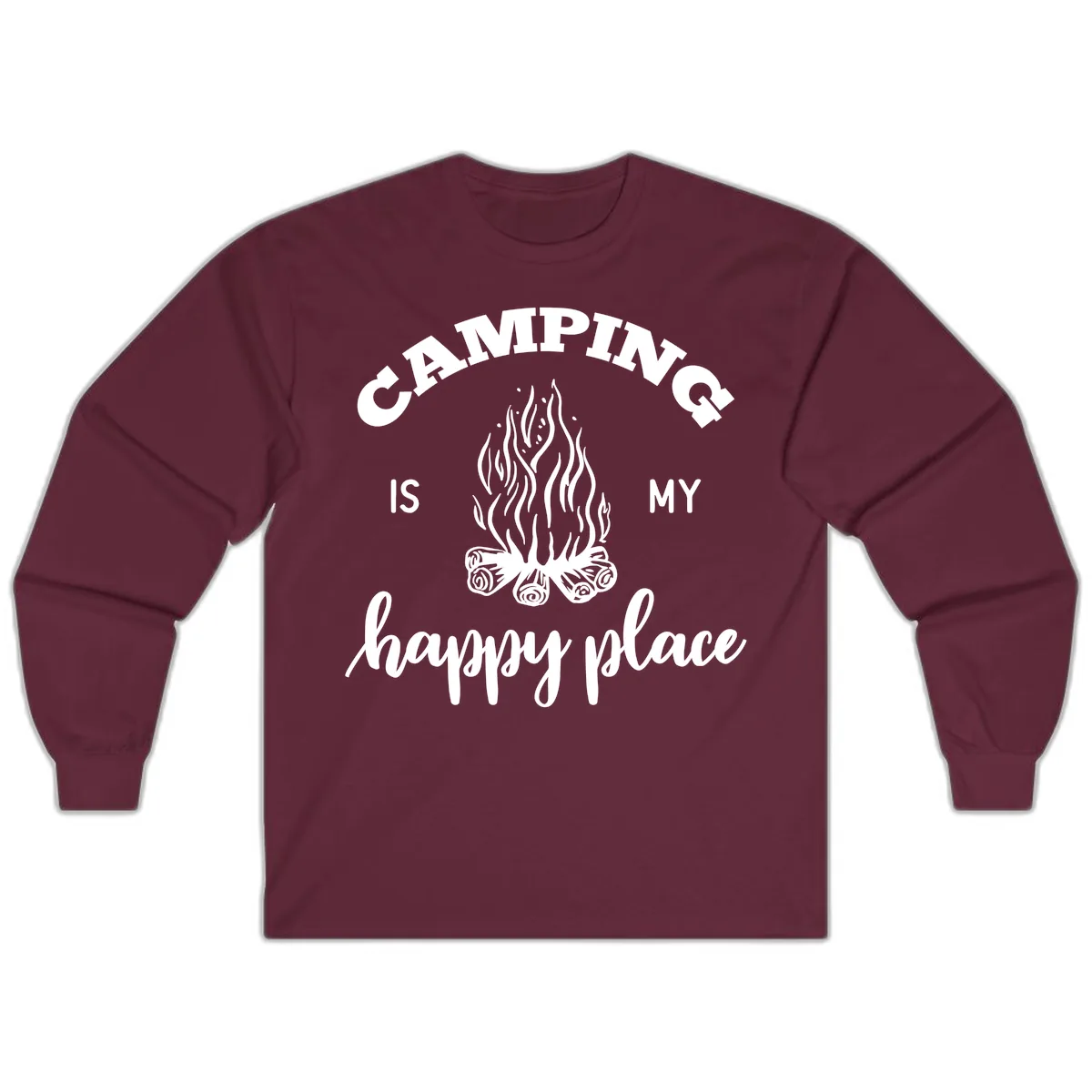 Camping Is My Happy Place Long Sleeve in Maroon