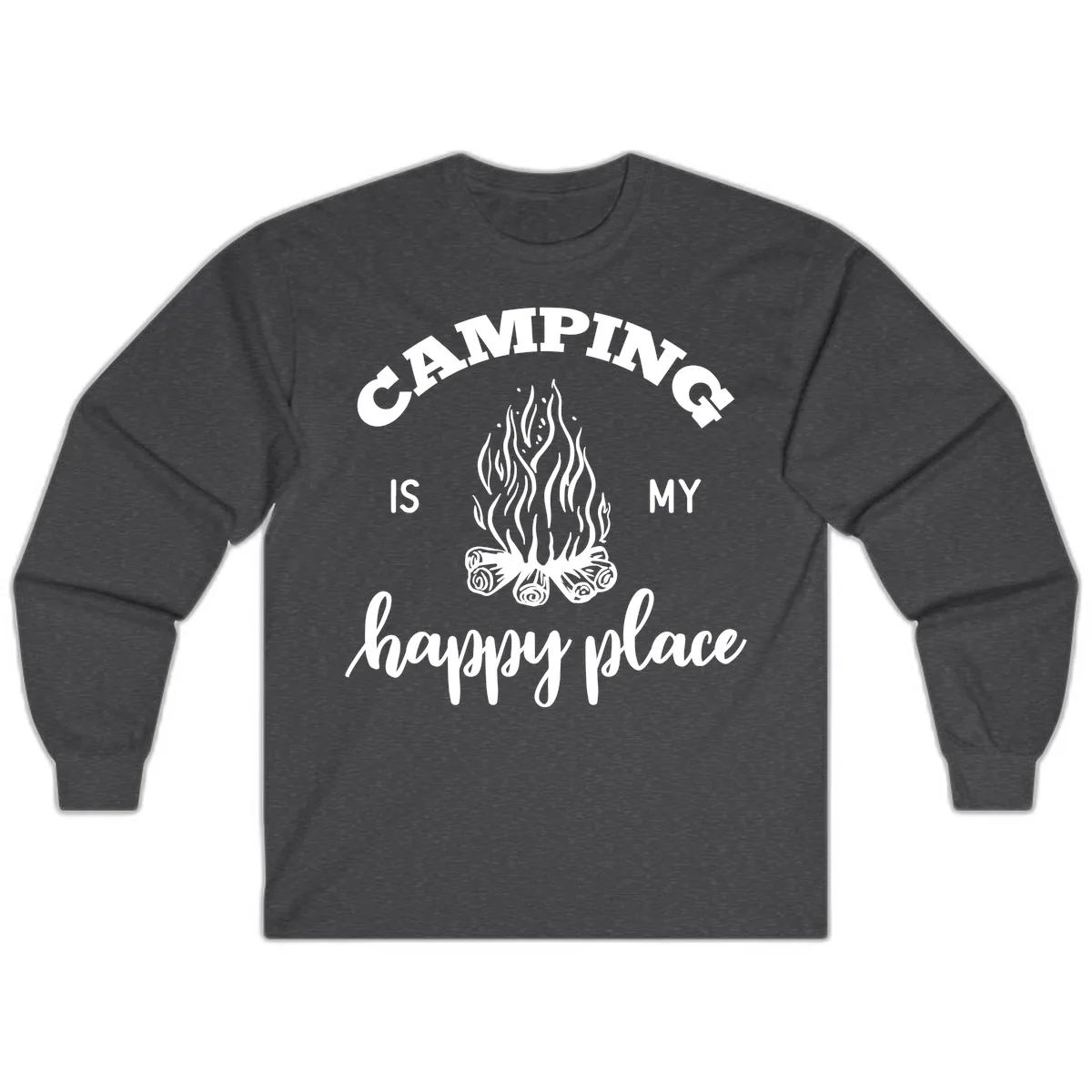 Camping Is My Happy Place Long Sleeve in Dark Heather