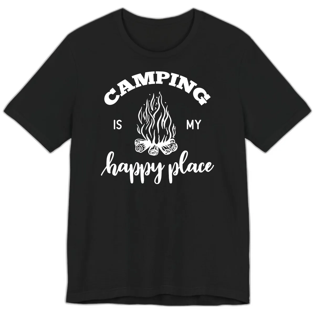 Camping Is My Happy Place Premium T-Shirt in Black