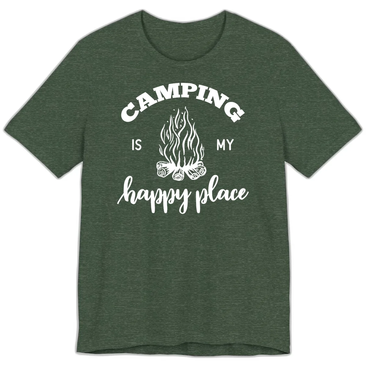 Camping Is My Happy Place Premium T-Shirt in Heather Forest