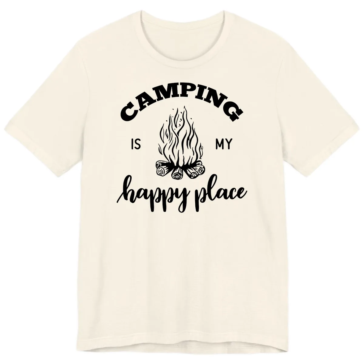 Camping Is My Happy Place Premium T-Shirt in Natural