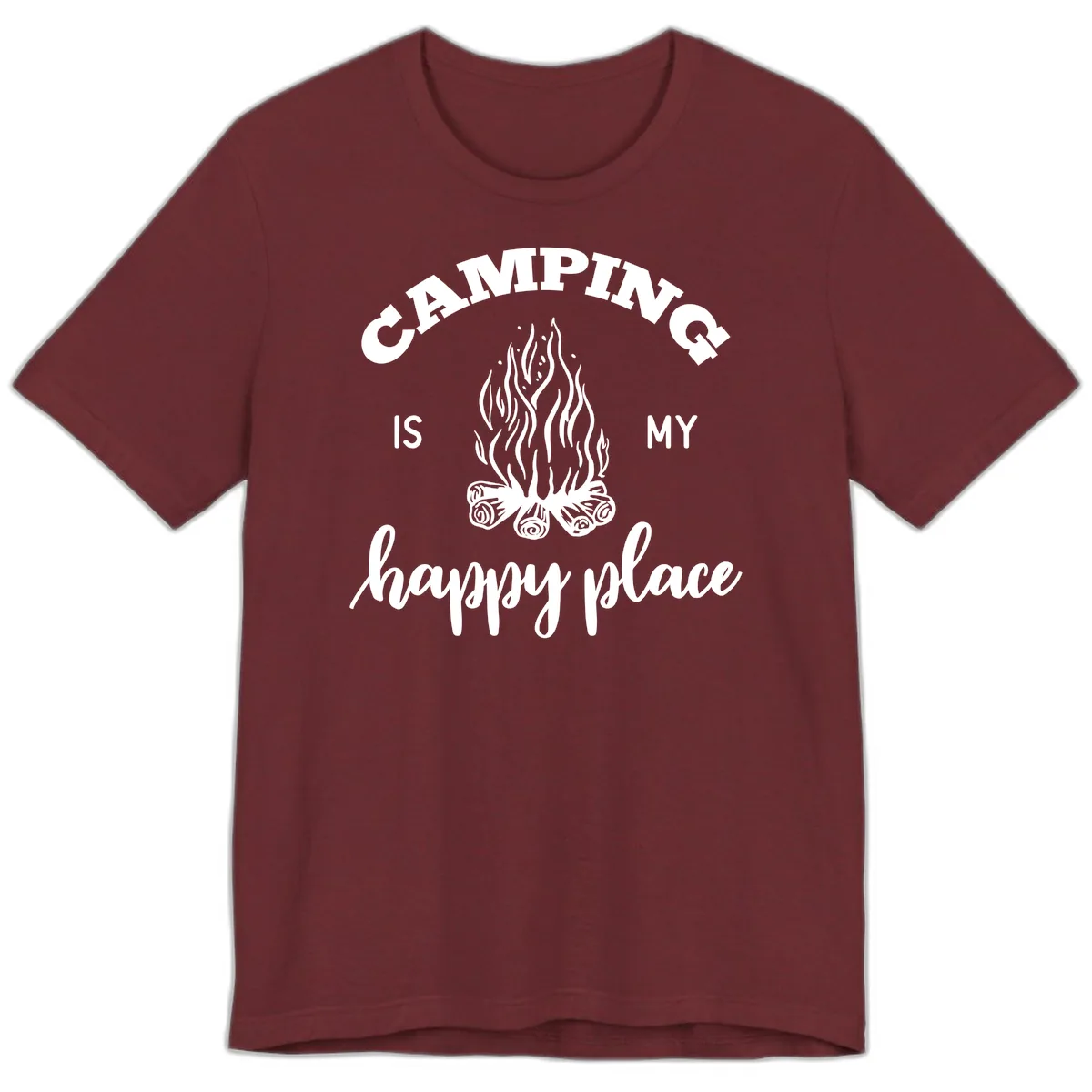 Camping Is My Happy Place Premium T-Shirt in Heather Cardinal