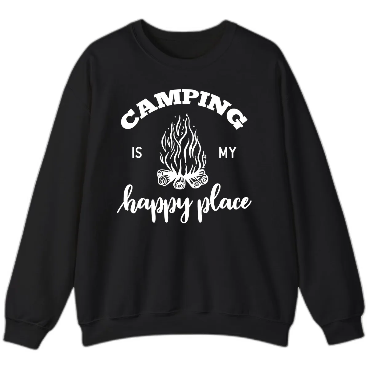 Camping Is My Happy Place Sweatshirt in Black