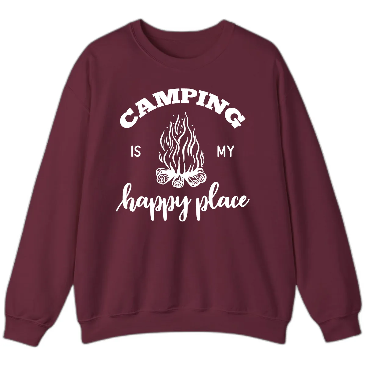 Camping Is My Happy Place Sweatshirt in Maroon