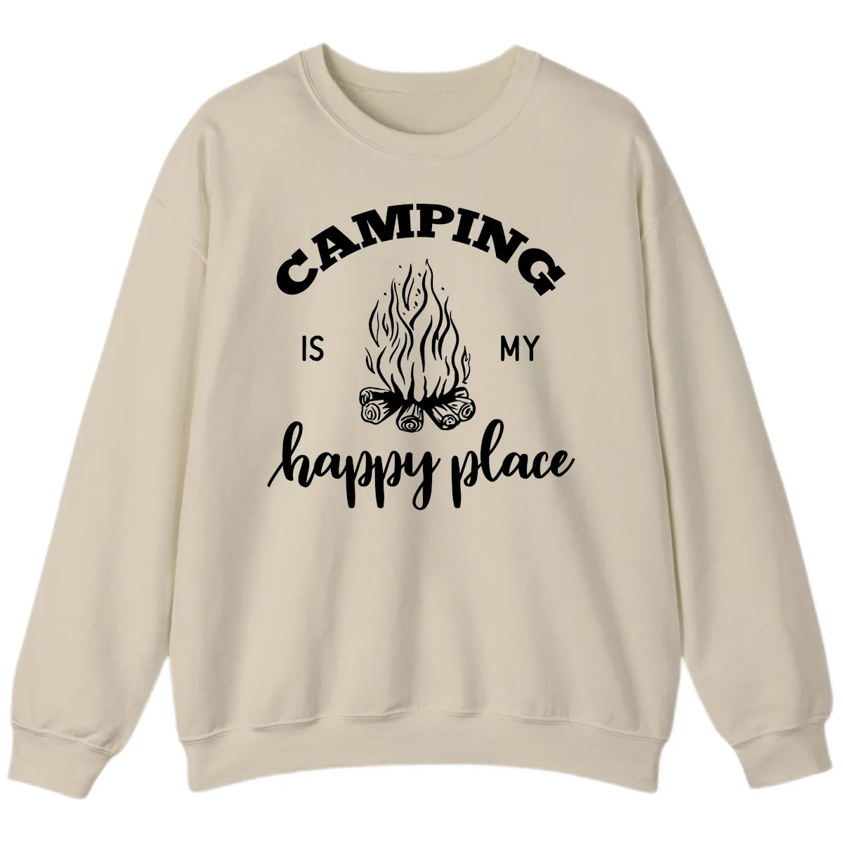 Camping Is My Happy Place Sweatshirt in Sand