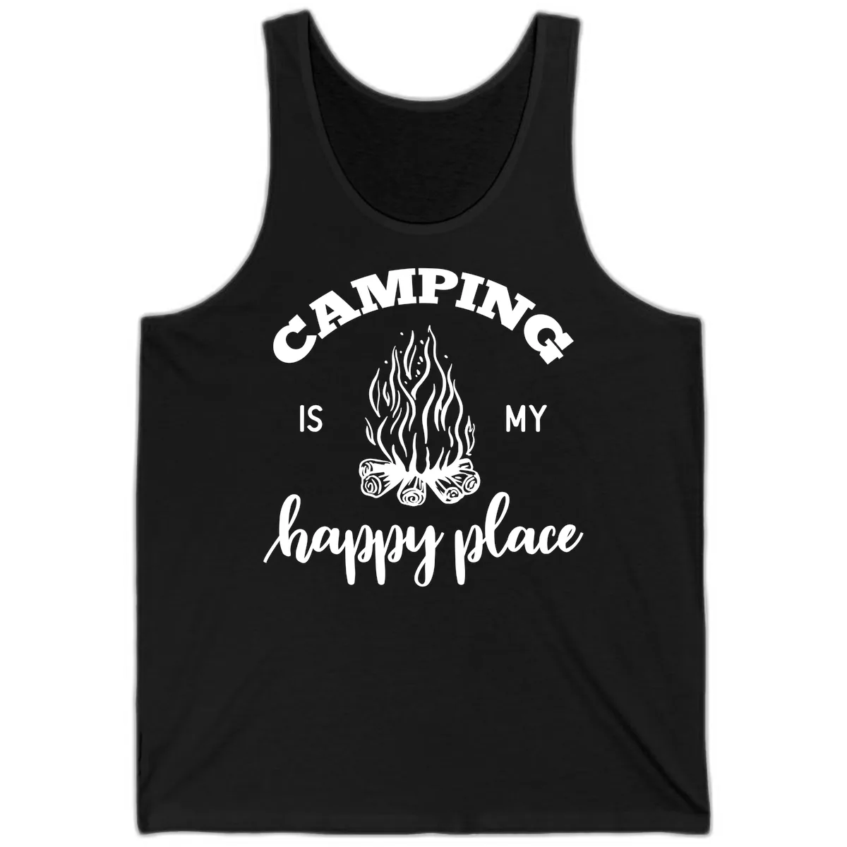 Camping Is My Happy Place Tank in Black