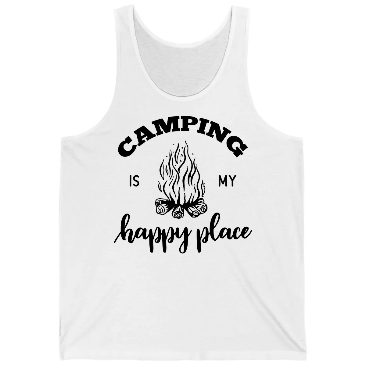 Camping Is My Happy Place Tank in White