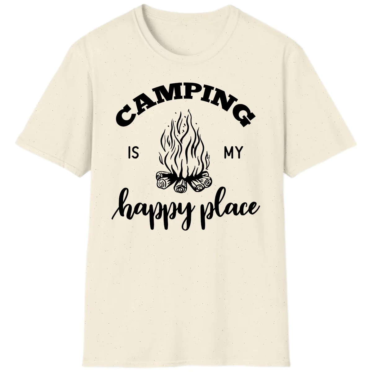 Camping Is My Happy Place T-Shirt in Natural
