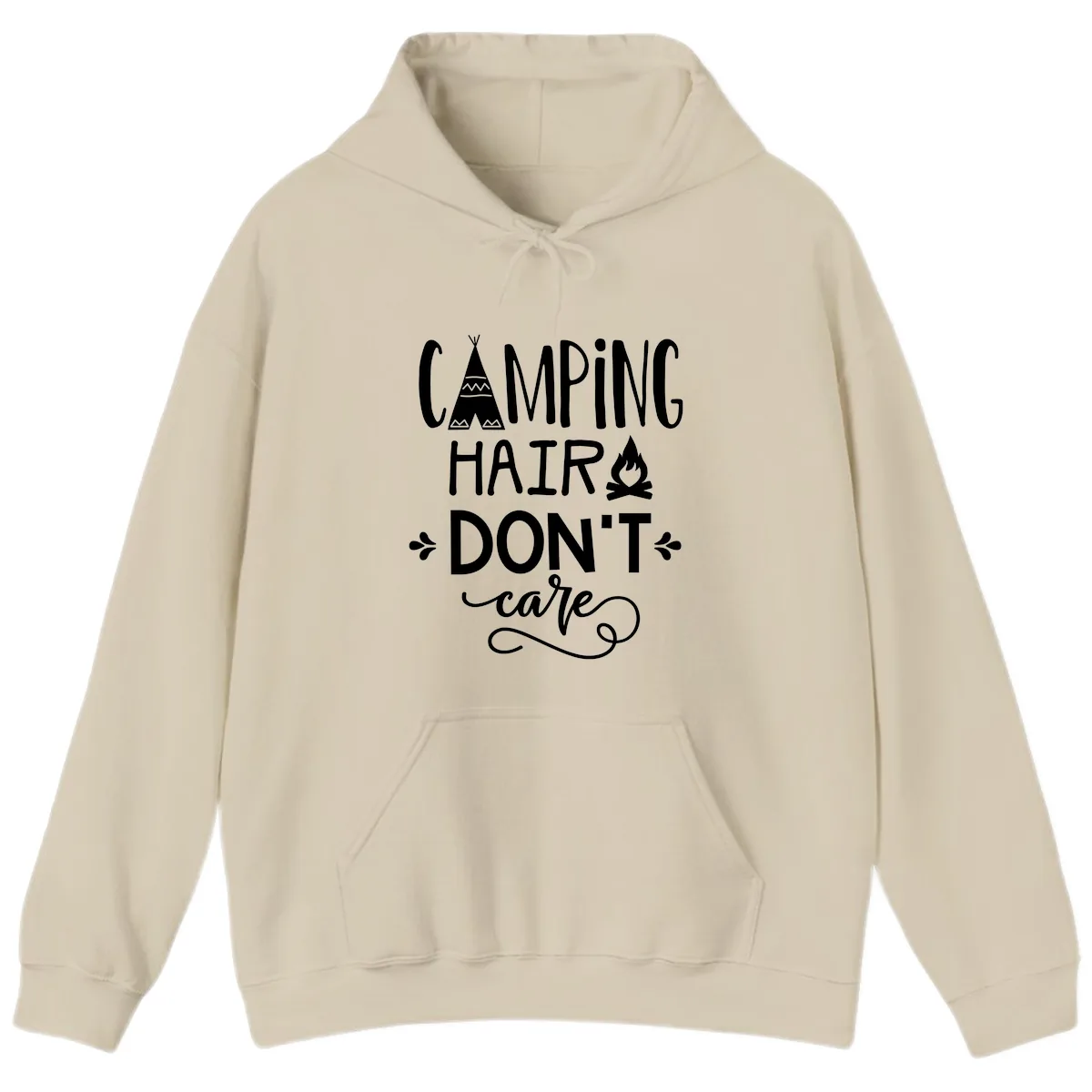 Camping Hair Don't Care Hoodie in Sand