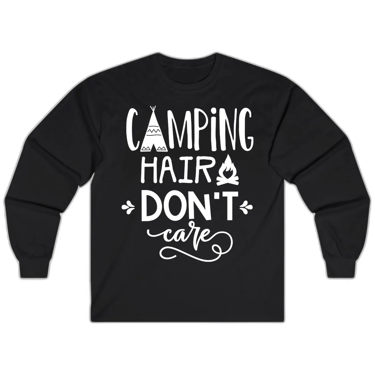 Camping Hair Don't Care Long Sleeve in Black