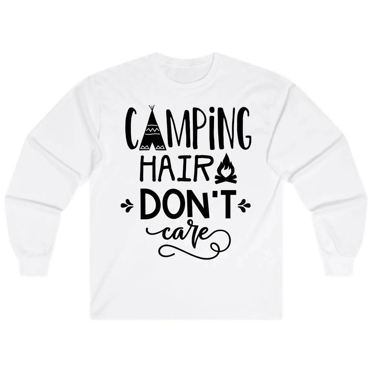 Camping Hair Don't Care Long Sleeve in White