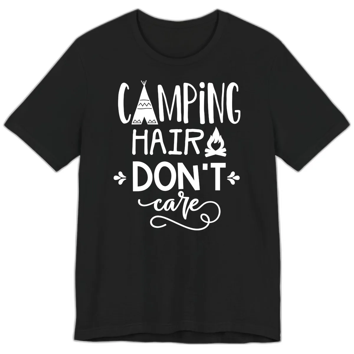 Camping Hair Don't Care Premium T-Shirt in Black