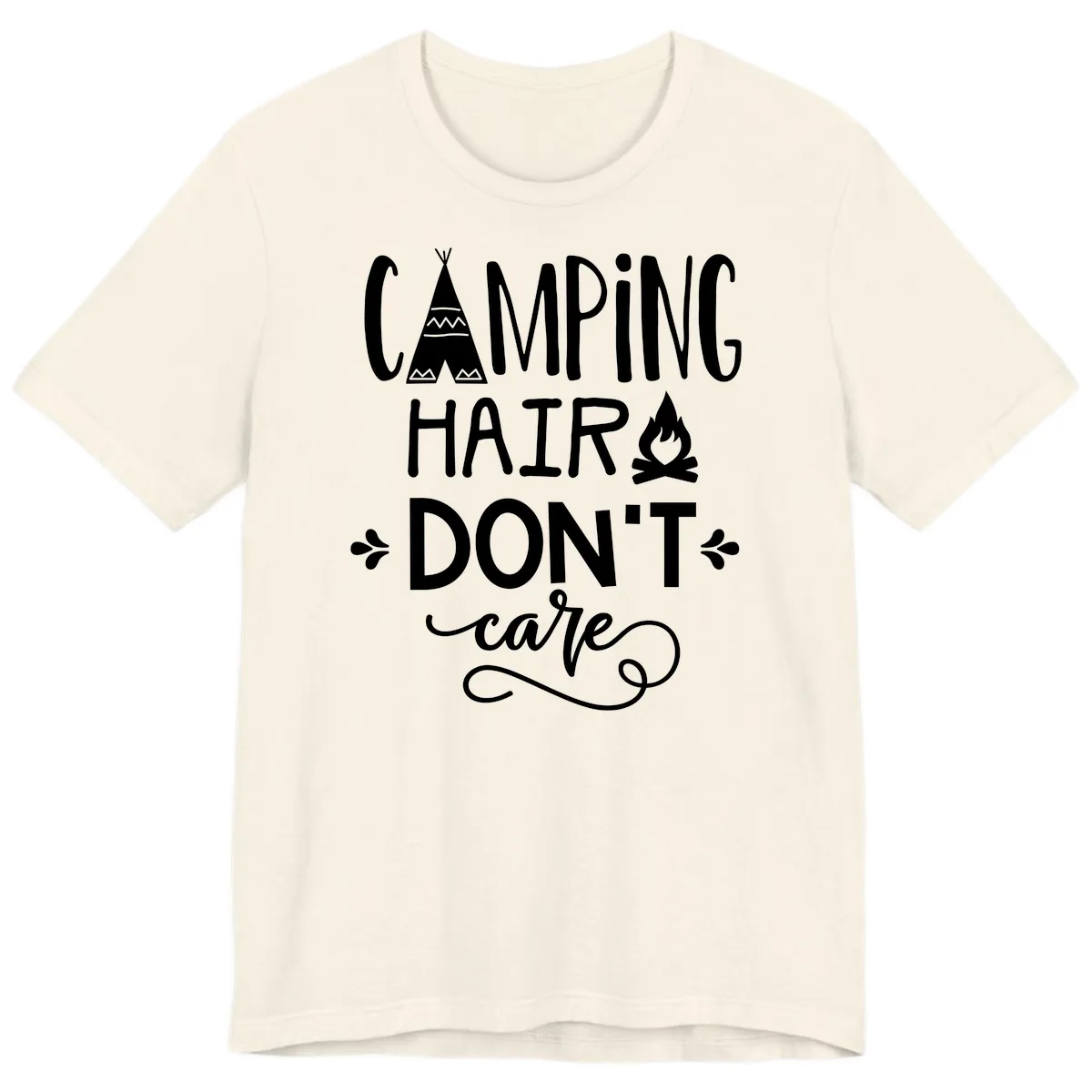 Camping Hair Don't Care Premium T-Shirt in Natural
