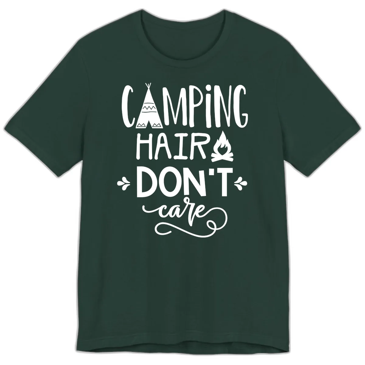 Camping Hair Don't Care Premium T-Shirt in Forest