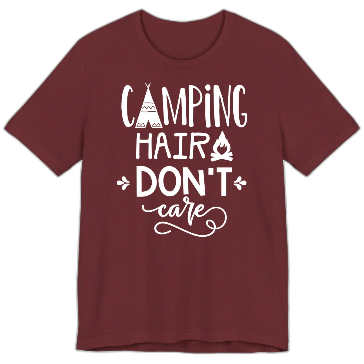 Camping Hair Don't Care Premium T-Shirt in Heather Cardinal