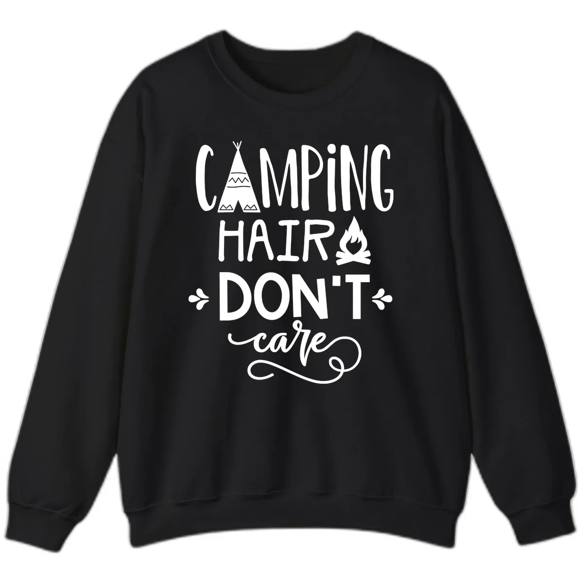 Camping Hair Don't Care Sweatshirt in Black