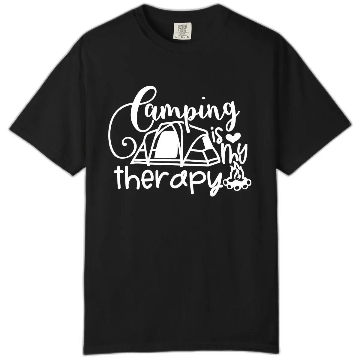 Camping Is Therapy Tent Campfire Comfort Color in Black
