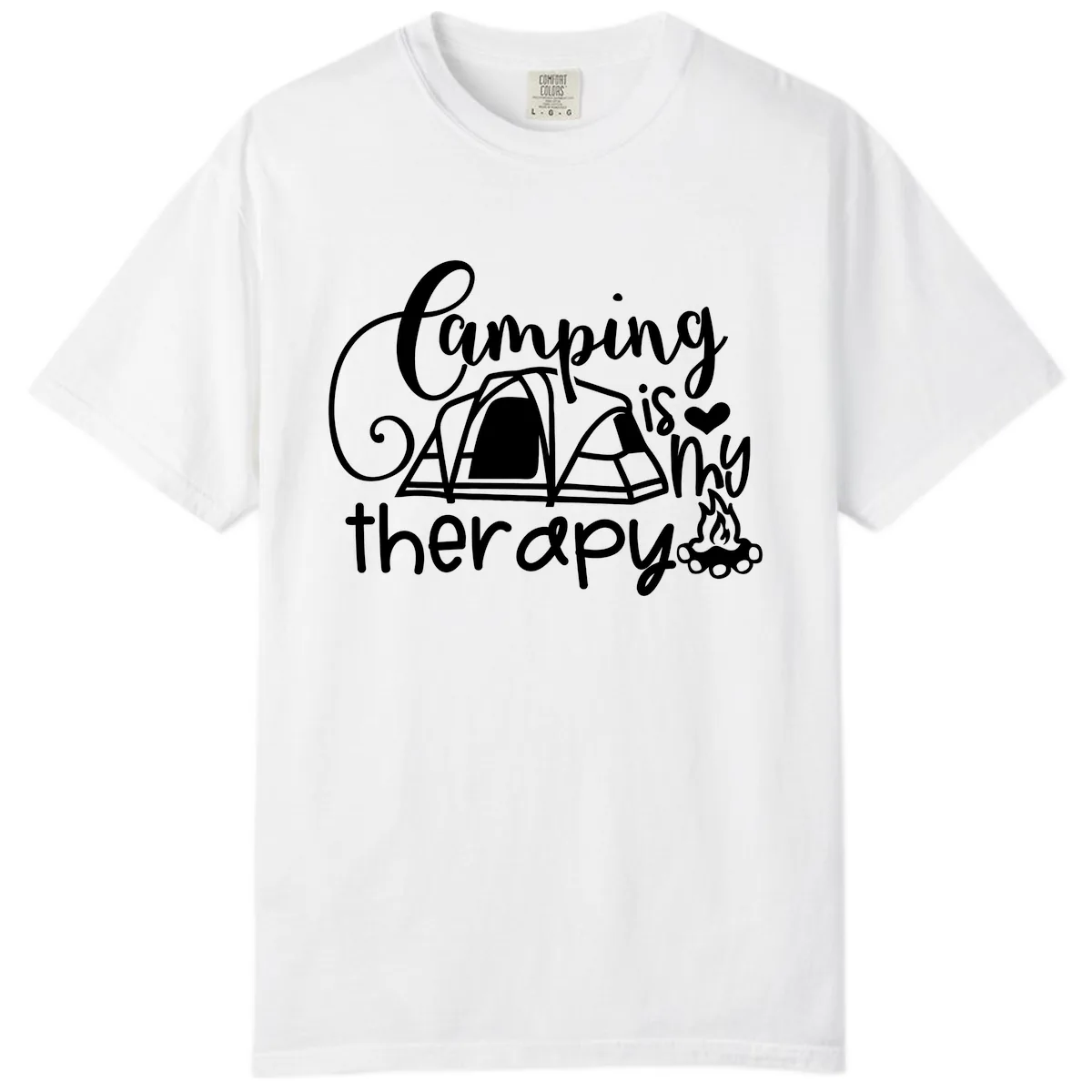 Camping Is Therapy Tent Campfire Comfort Color in White