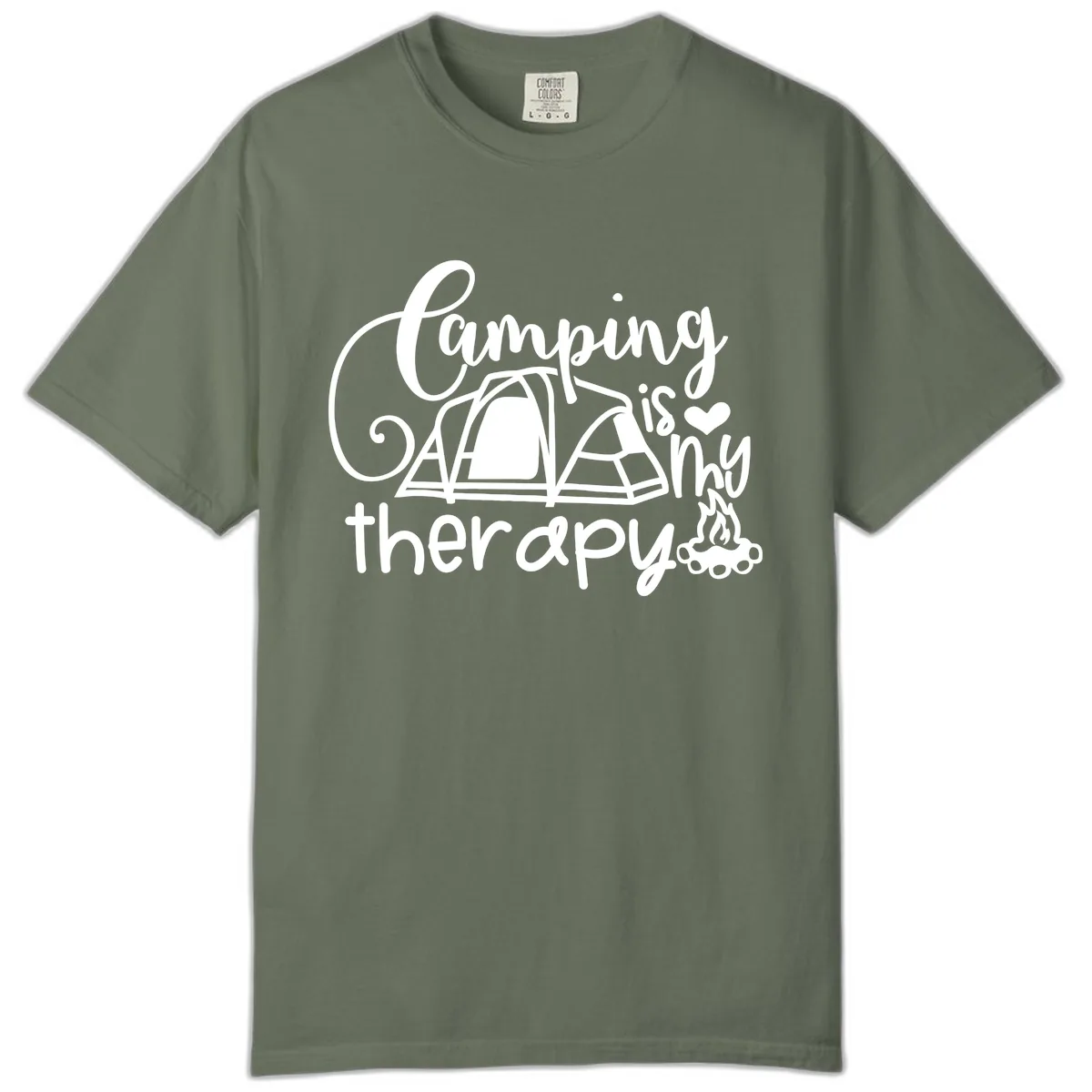 Camping Is Therapy Tent Campfire Comfort Color in Moss