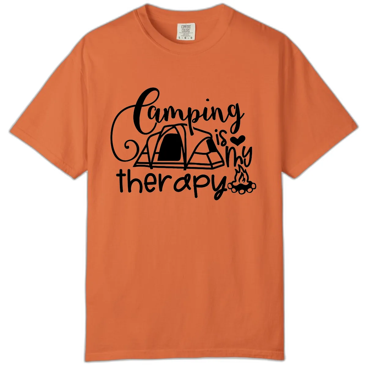 Camping Is Therapy Tent Campfire Comfort Color in Burnt Orange