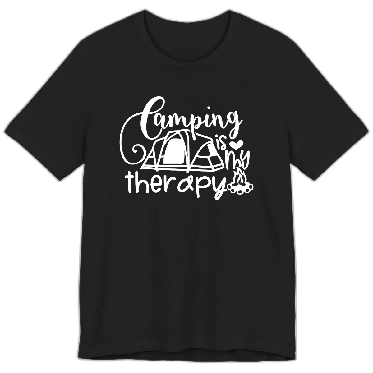 Camping Is Therapy Tent Campfire Premium T-Shirt in Black