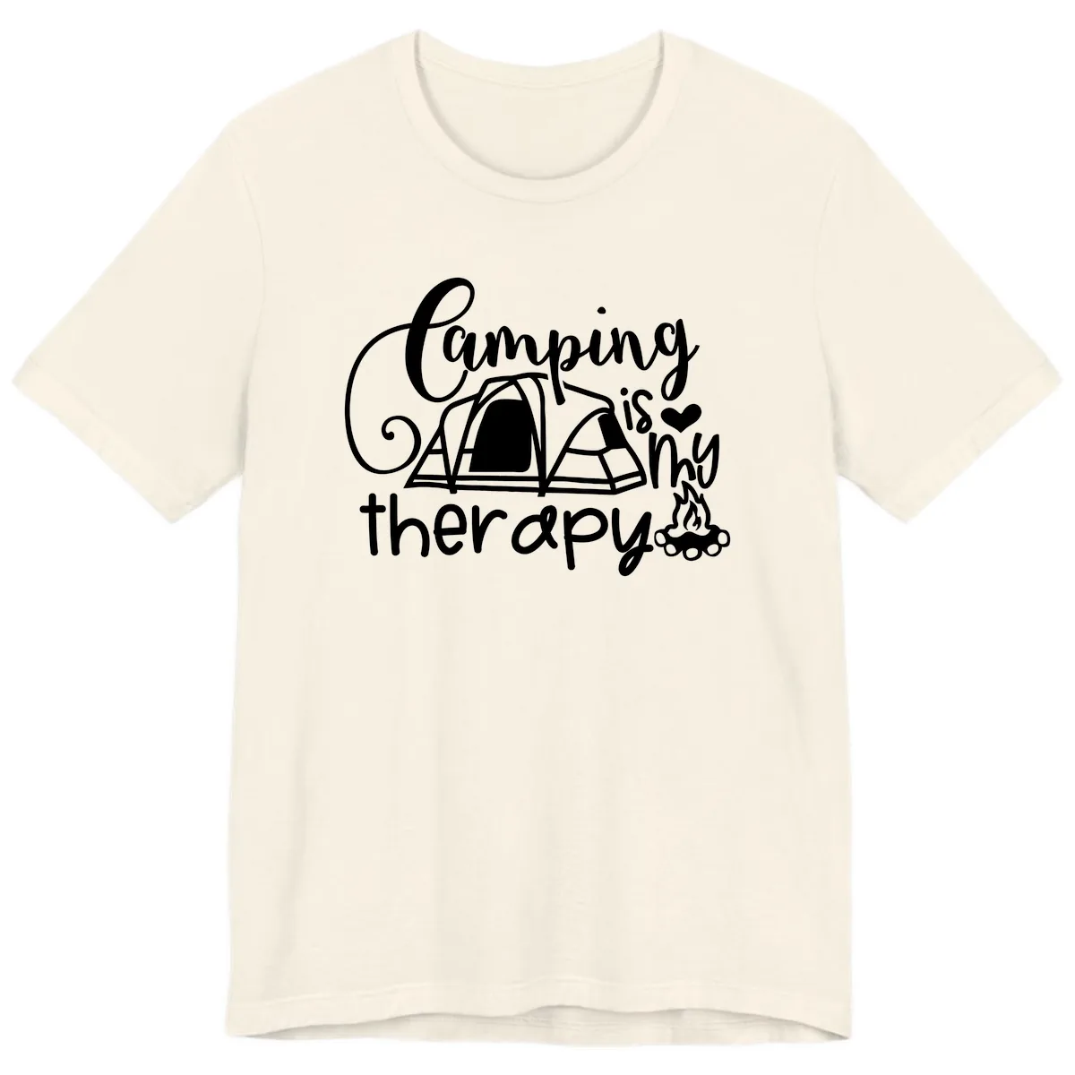 Camping Is Therapy Tent Campfire Premium T-Shirt in Natural