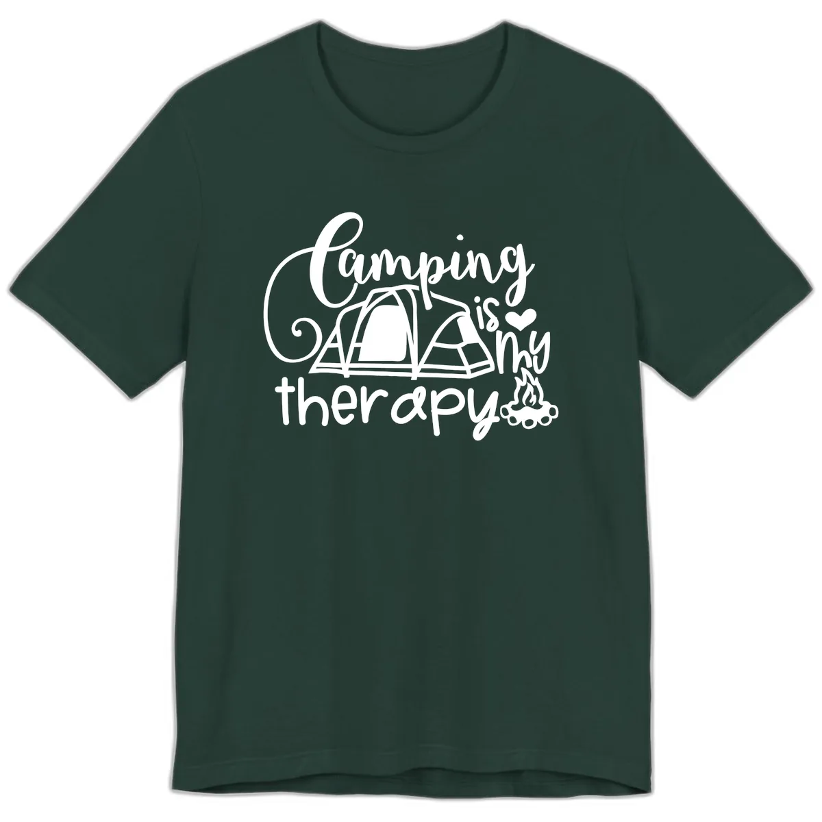 Camping Is Therapy Tent Campfire Premium T-Shirt in Forest