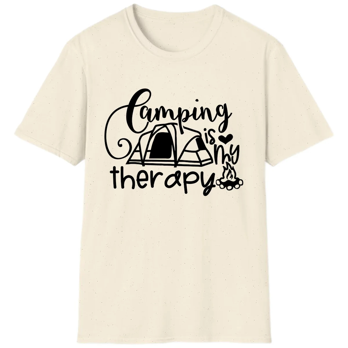 Camping Is Therapy Tent Campfire T-Shirt in Natural