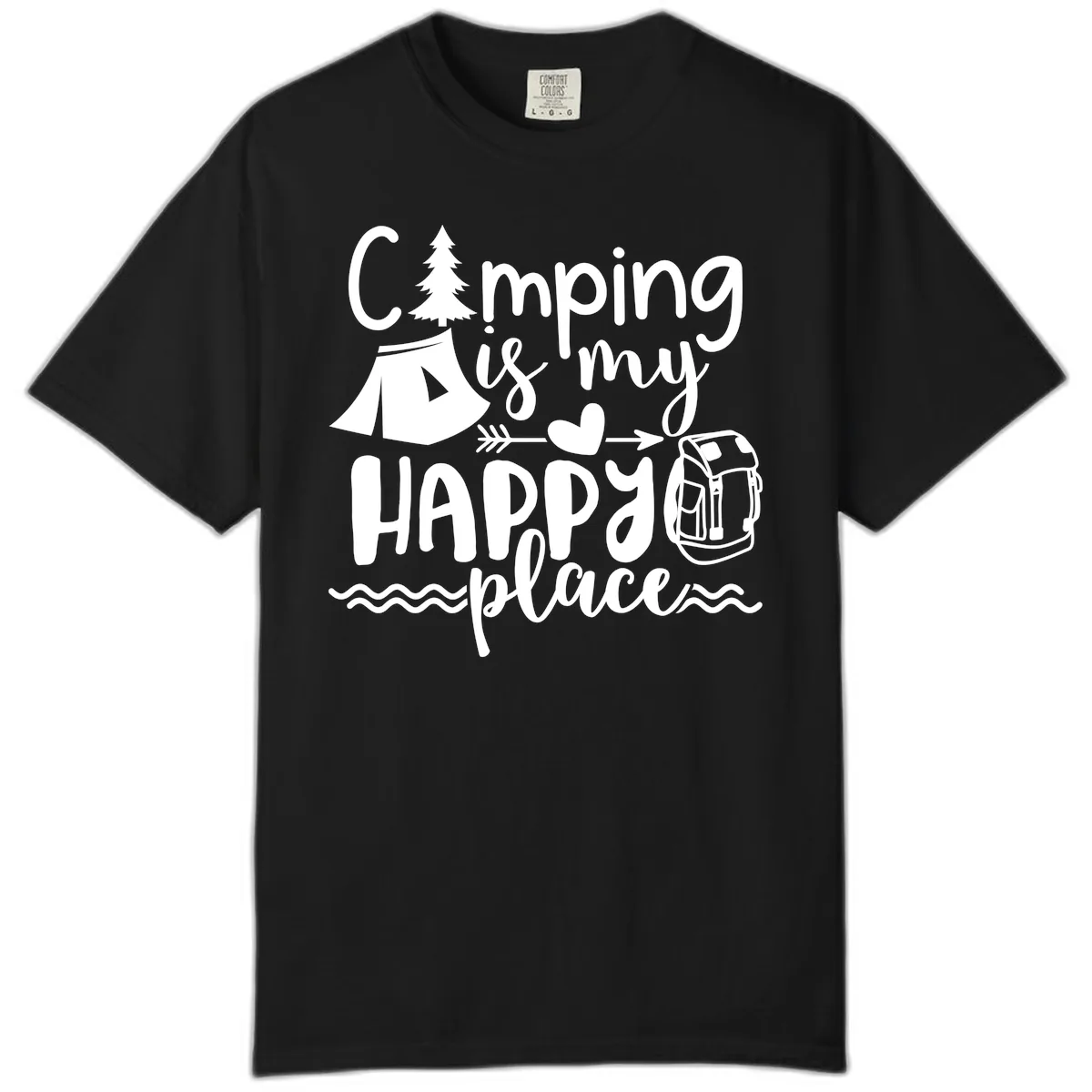 Camping Is My Happy Place Comfort Color in Black