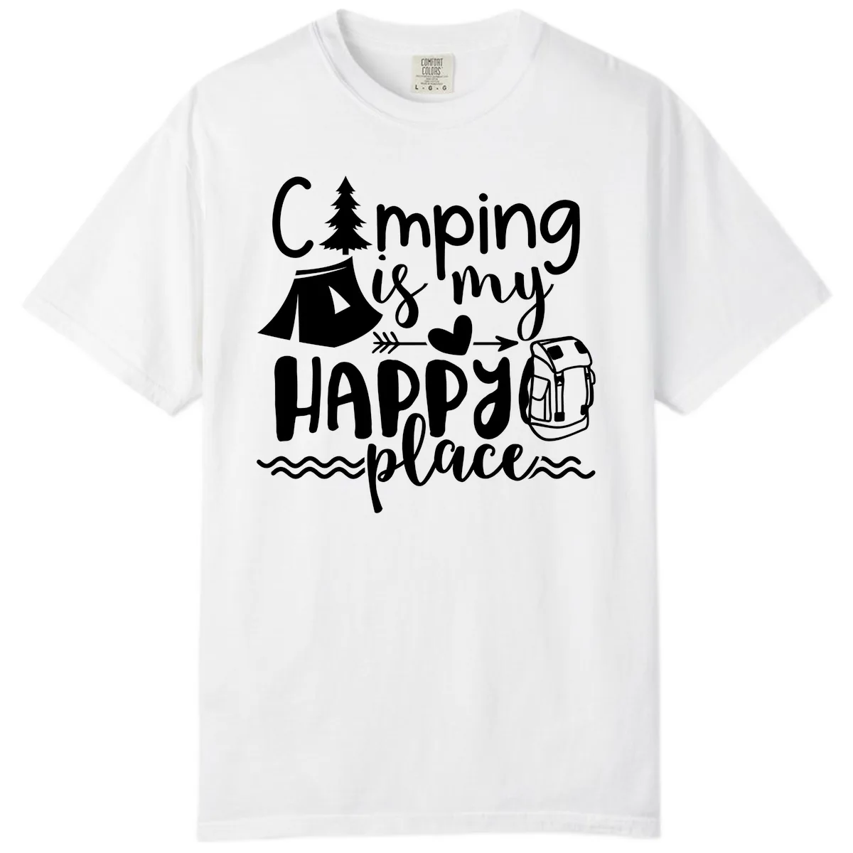 Camping Is My Happy Place Comfort Color in White